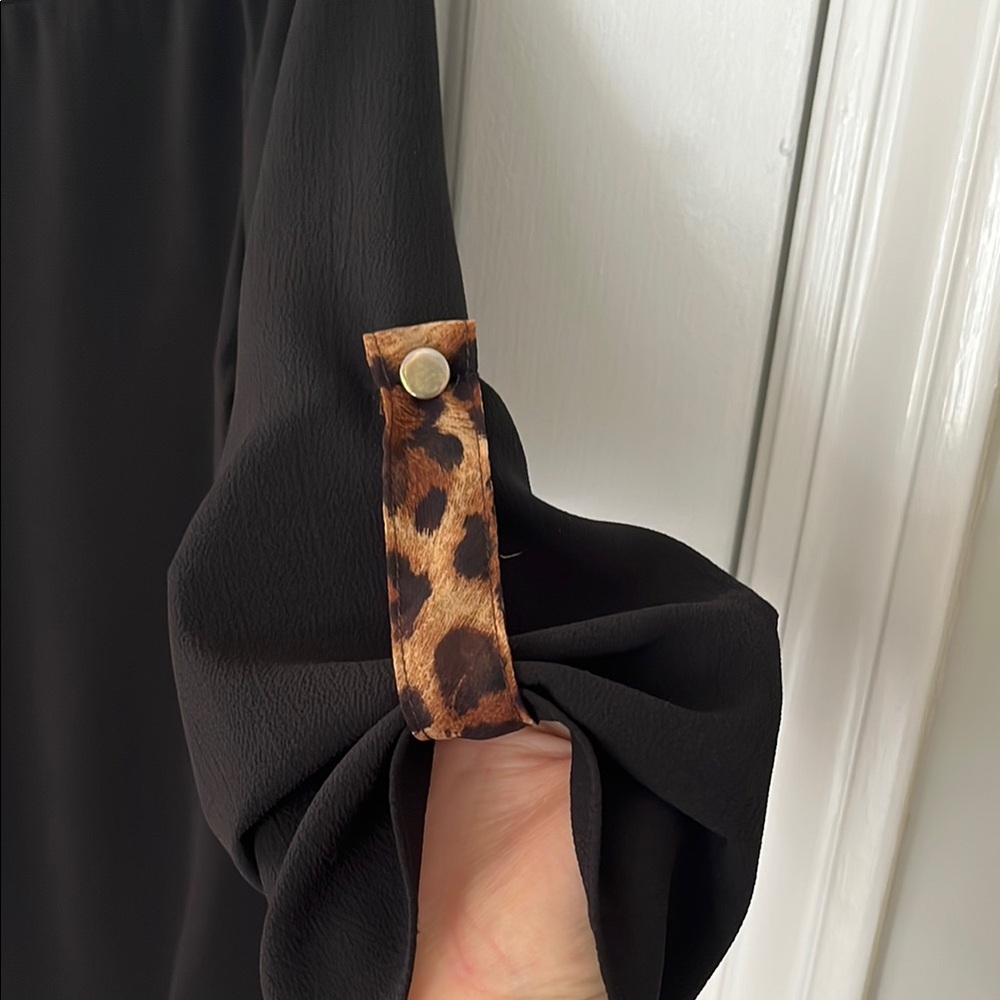 Karlie Black Relaxed Blouse with Mandarin Collar - Picture 8 of 8